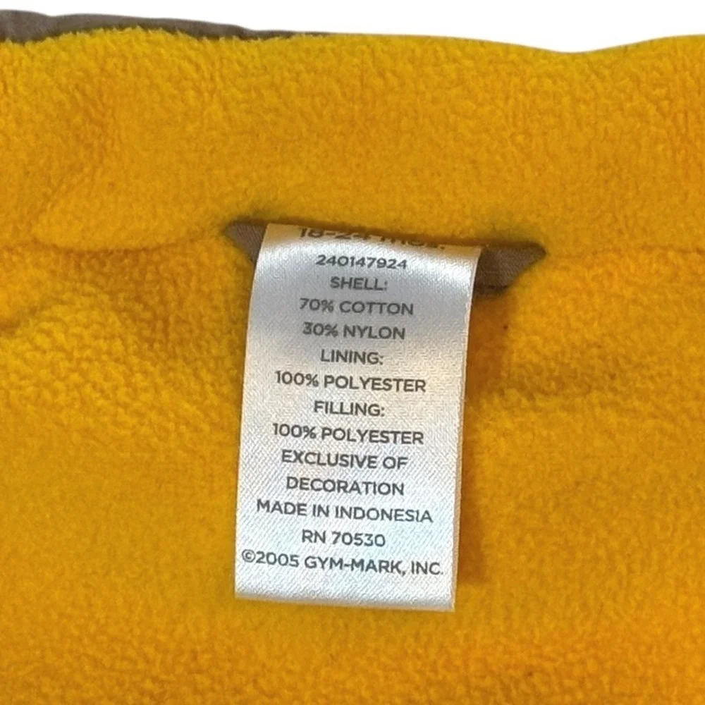 Gymboree Boy 18-24‎ Months Brown Quilted Vest Truck Applique Yellow Fleece Lined